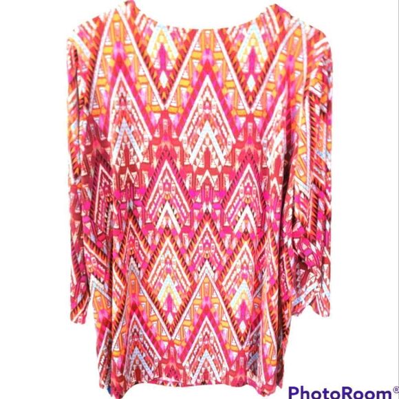 Investments Bold Print Blouse, Plus Size 2X - Picture 2 of 8